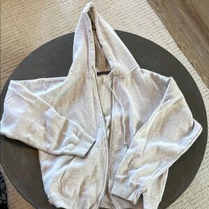 Gray Oversized Cuffed Sleeve Hoodie